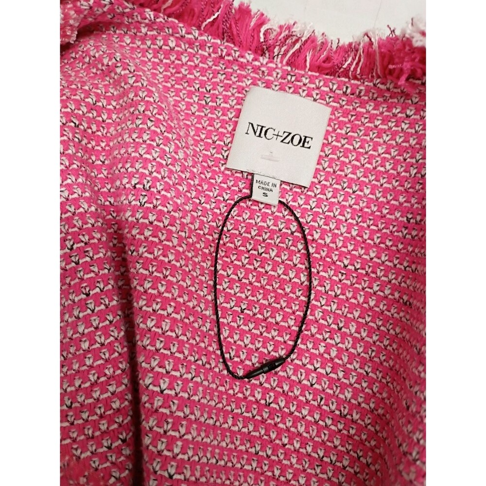 NIC + ZOE Knit Cardigan Sweater Open Women's Sz S Pink Fringe NWOT - Picture 4 of 11